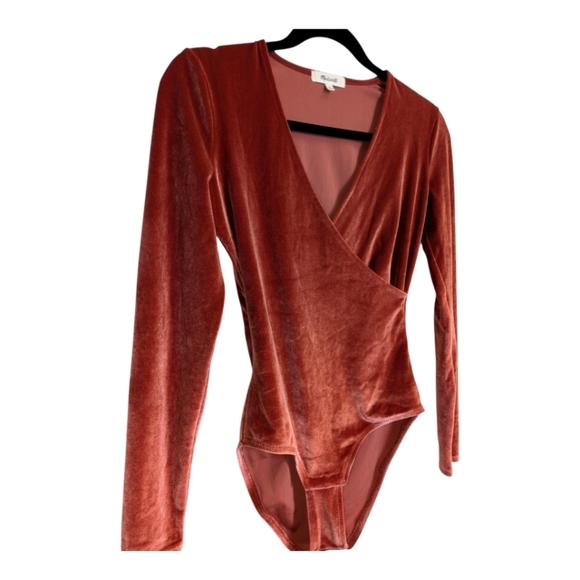 Madewell Velvet Body Suit Orange Wrap Size XS - Picture 3 of 6